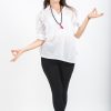 Women HaremPants | Womens Yoga Shirts Collar V Neck In White