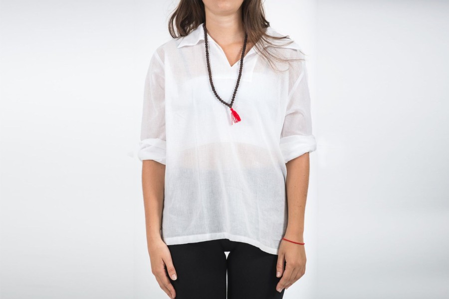 Women HaremPants | Womens Yoga Shirts Collar V Neck In White