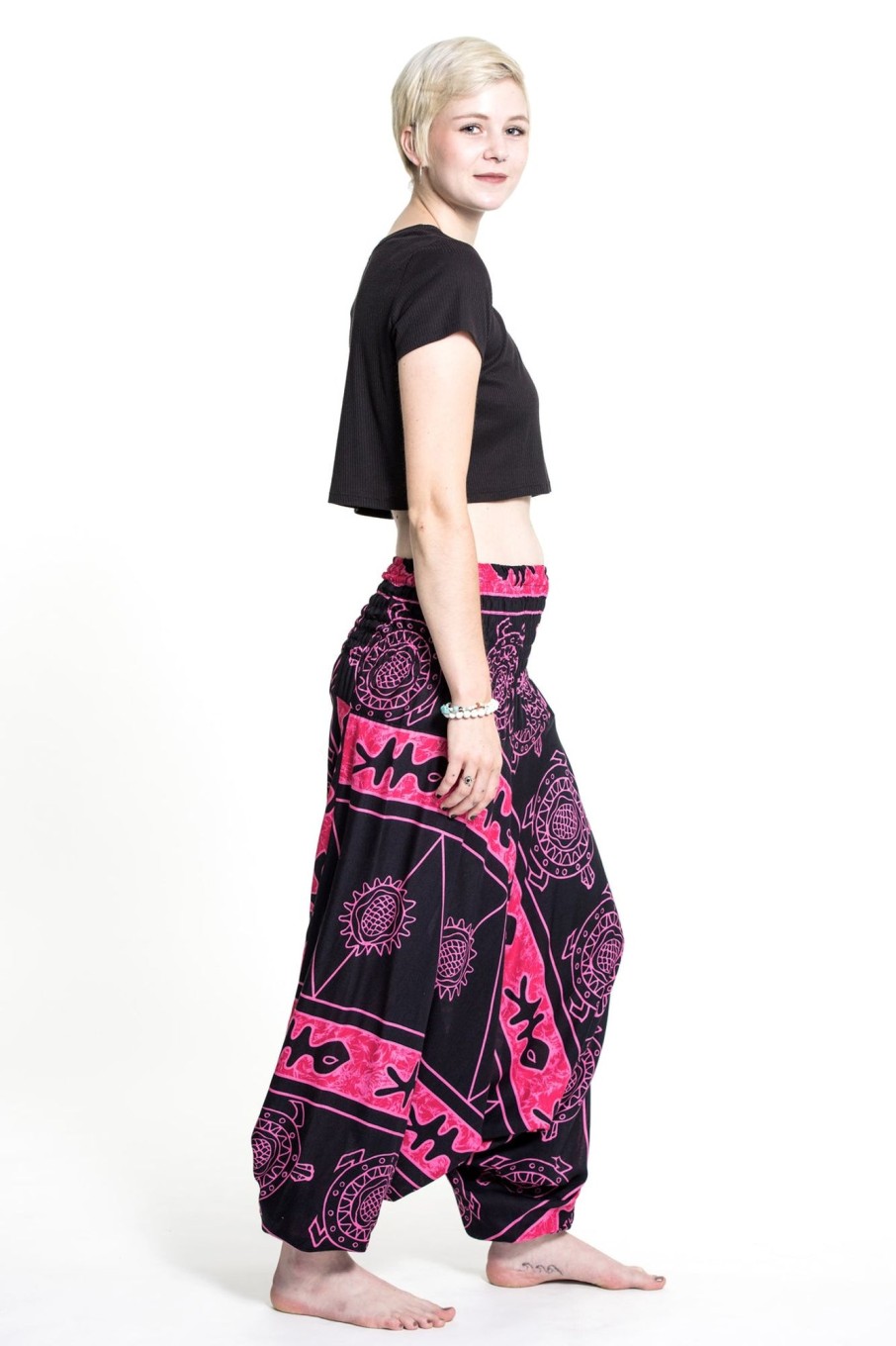 Women HaremPants | Turtle Print 2-In-1 Jumpsuit Harem Pants In Pink