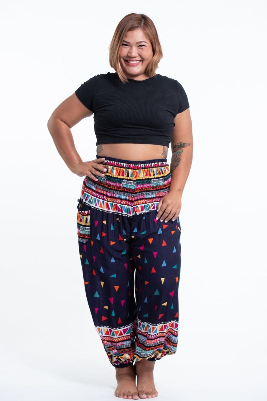 Women HaremPants | Plus Size Triangles Women'S Harem Pants In Navy