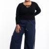 Plus Size HaremPants | Plus Size Women'S Thai Harem Double Layers Palazzo Pants In Solid Navy