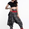 Women HaremPants | Paisley Thai Hill Tribe Fabric Women'S Harem Pants With Ankle Straps Gray