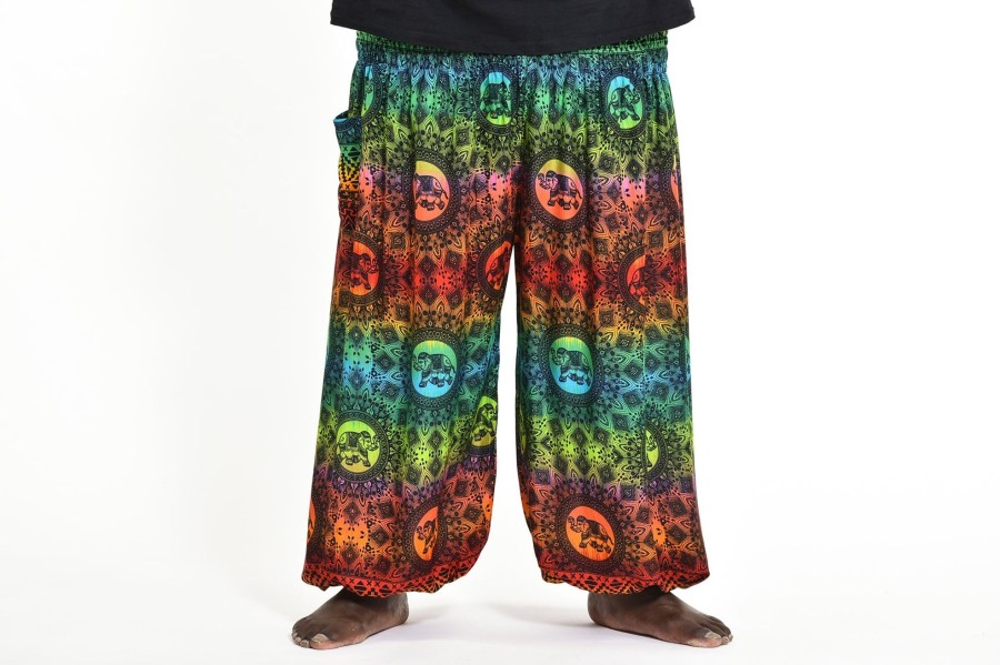 Plus Size HaremPants | Plus Size Rainbow Elephant Men'S Elephant Pants In Orange