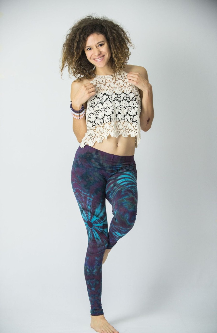 Women HaremPants | Swirls Tie Dye Cotton Leggings In Indigo