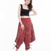 Women HaremPants | Clovers Thai Hill Tribe Fabric Women'S Harem Pants With Ankle Straps In Red