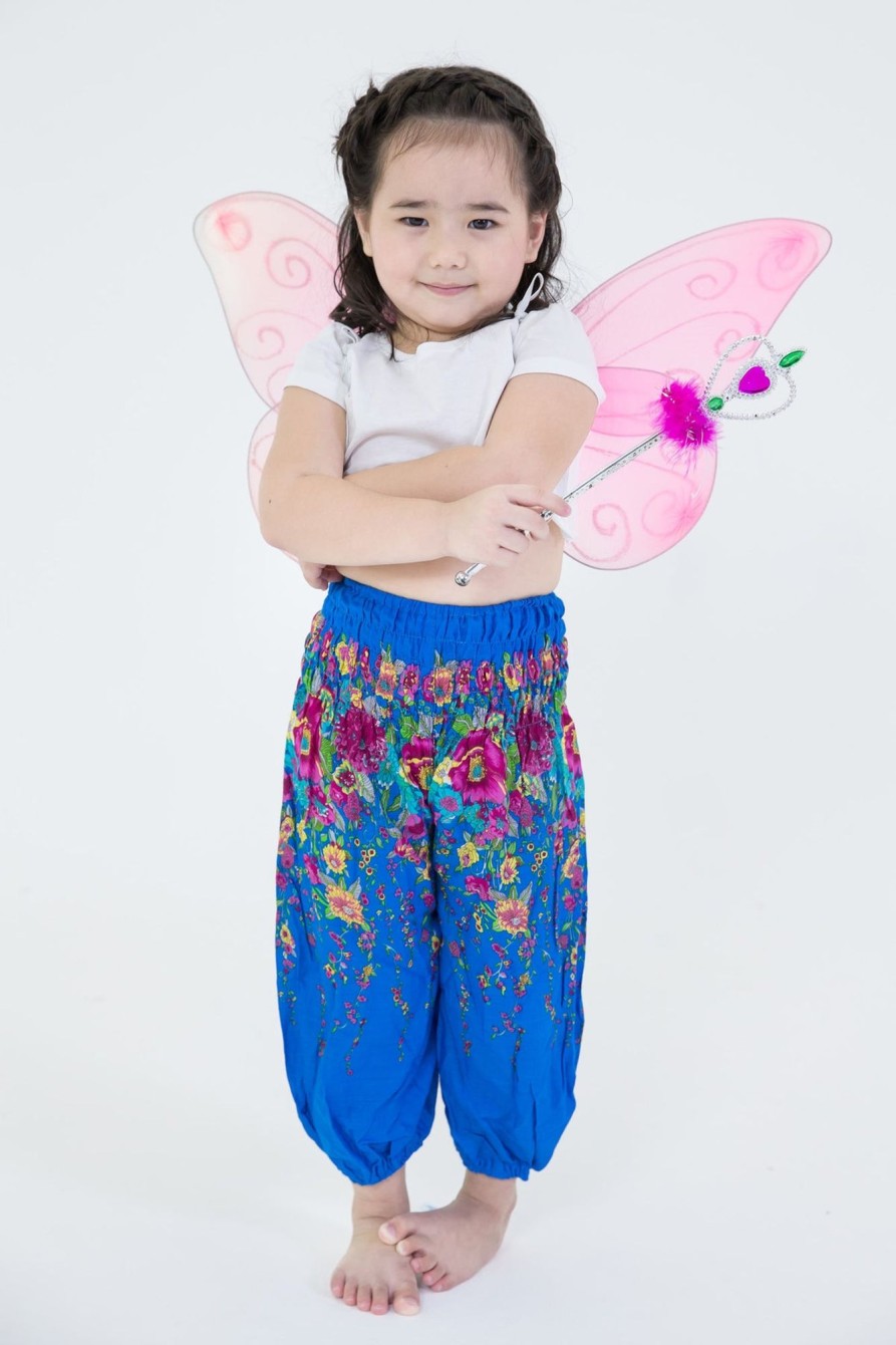 Kids HaremPants | Floral Kids Harem Pants In Ocean Blue