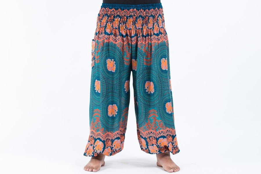 Women HaremPants | Plus Size Mandala Elephant Women'S Elephant Pants In Turquoise