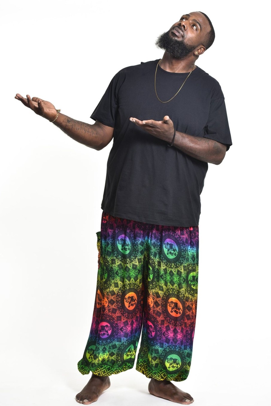 Plus Size HaremPants | Plus Size Rainbow Elephant Men'S Elephant Pants In Green