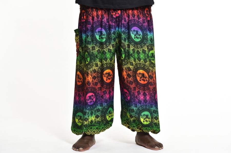 Plus Size HaremPants | Plus Size Rainbow Elephant Men'S Elephant Pants In Green