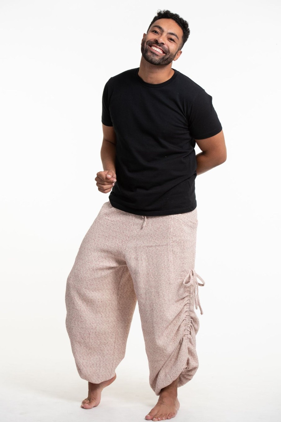 Men HaremPants | Men'S Ribbed Cotton Pants In Pink