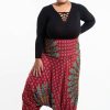 Plus Size HaremPants | Plus Size Peacock Mandalas 2-In-1 Jumpsuit Harem Pants In Red