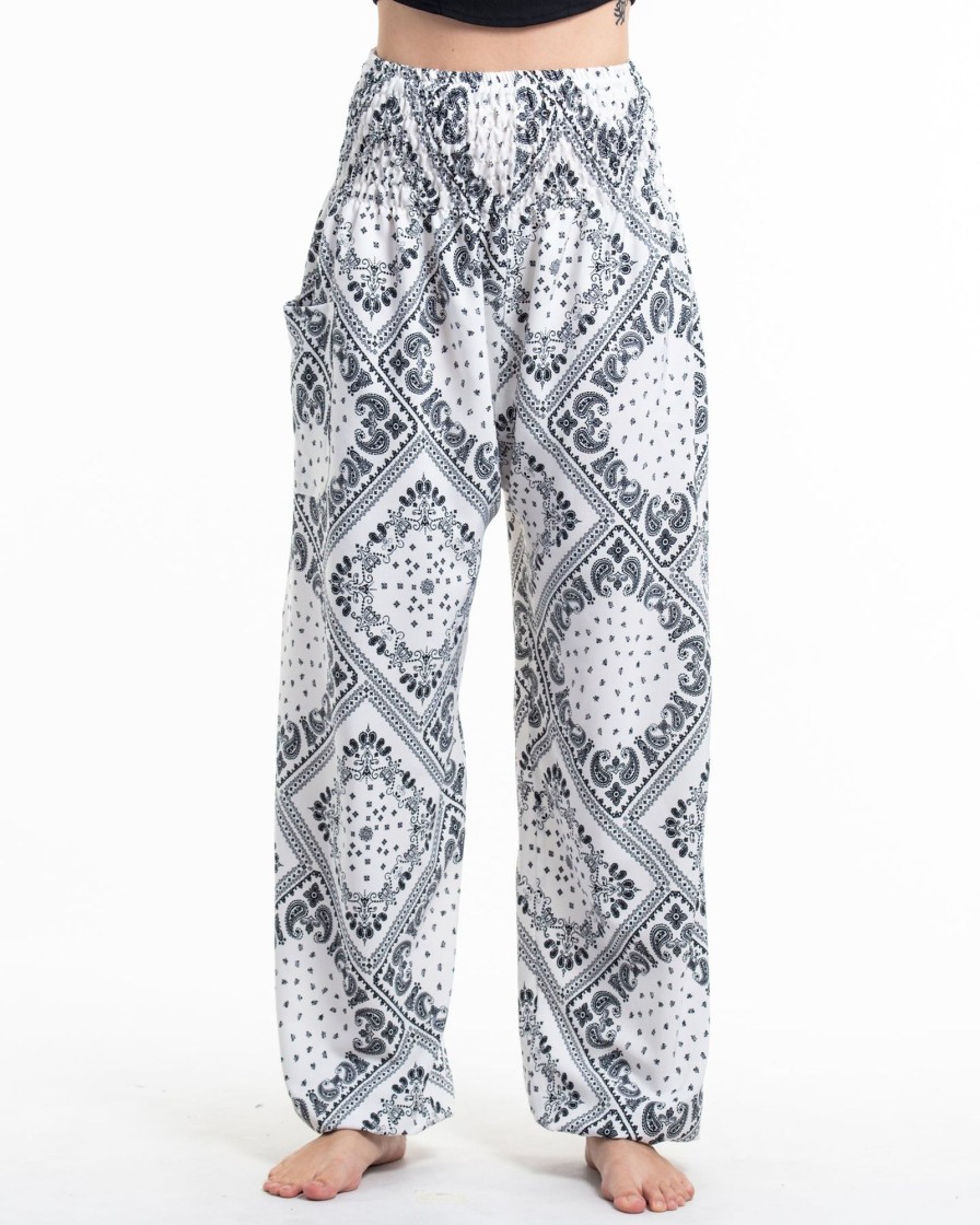 Plus Size HaremPants | Patchwork Paisley Tall Harem Pants In White