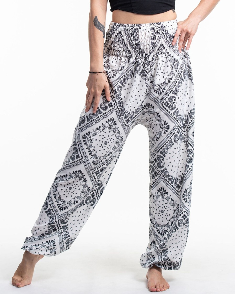 Plus Size HaremPants | Patchwork Paisley Tall Harem Pants In White