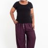 Women HaremPants | Plus Size Solid Color Drawstring Women'S Yoga Massage Pants In Dark Purple