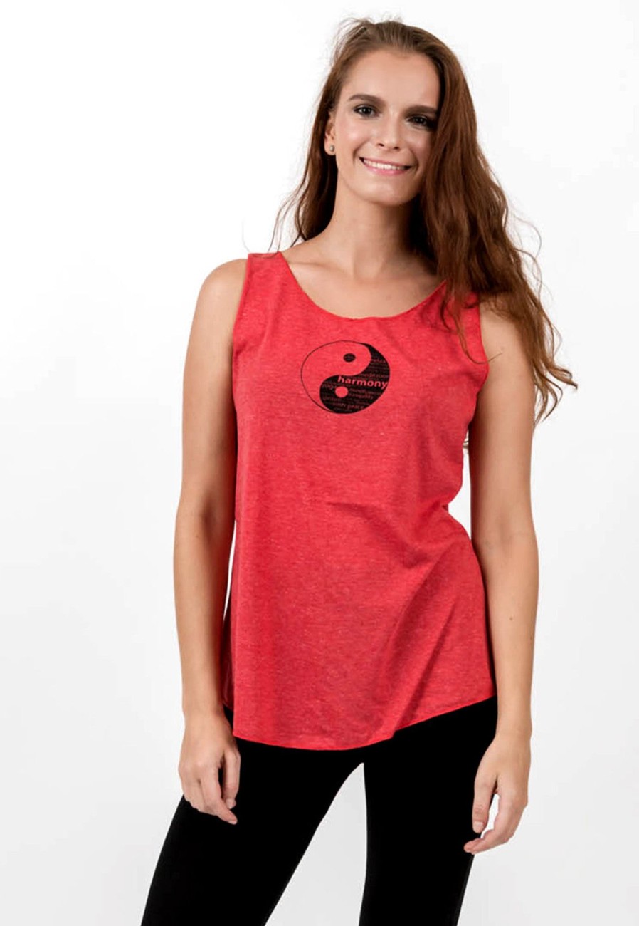 Women HaremPants | Loose Soft Vintage Style Women'S Tank Tops Yin Yang Red