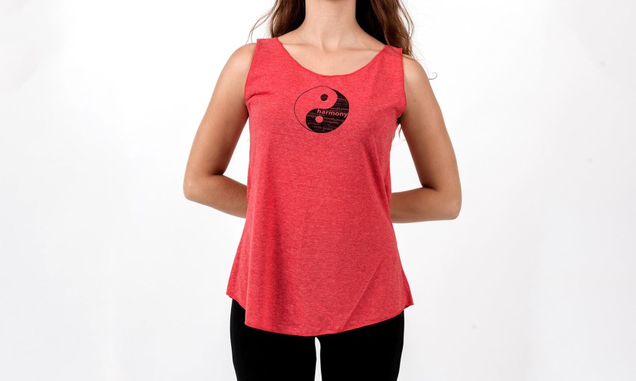 Women HaremPants | Loose Soft Vintage Style Women'S Tank Tops Yin Yang Red