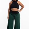 Plus Size HaremPants | Plus Size Wide Leg Palazzo Harem Pants Cotton Spandex In Solid Green