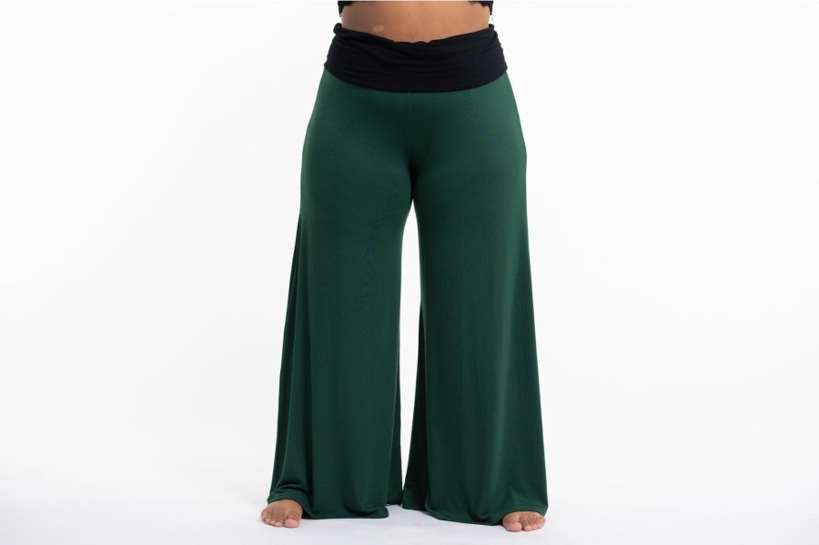 Plus Size HaremPants | Plus Size Wide Leg Palazzo Harem Pants Cotton Spandex In Solid Green