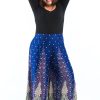 Women HaremPants | Plus Size Peacock Feathers Palazzo Style Harem Pants In Blue