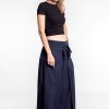 Women HaremPants | Women'S Cotton Wrap Palazzo Pants In Solid Navy