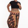 Plus Size HaremPants | Plus Size Peacock Paisley 2-In-1 Jumpsuit Harem Pants In Black