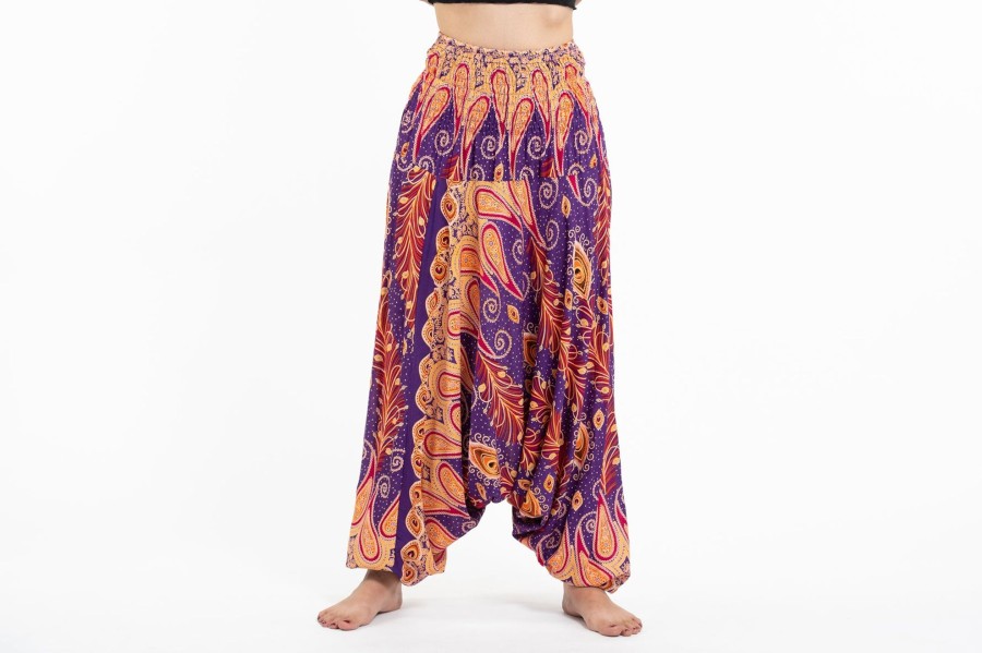 Women HaremPants | Peacock Paisley 2-In-1 Jumpsuit Harem Pants In Purple