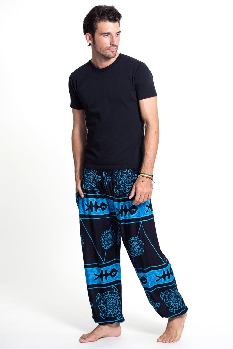 Men HaremPants | Turtle Print Men'S Harem Pants In Blue