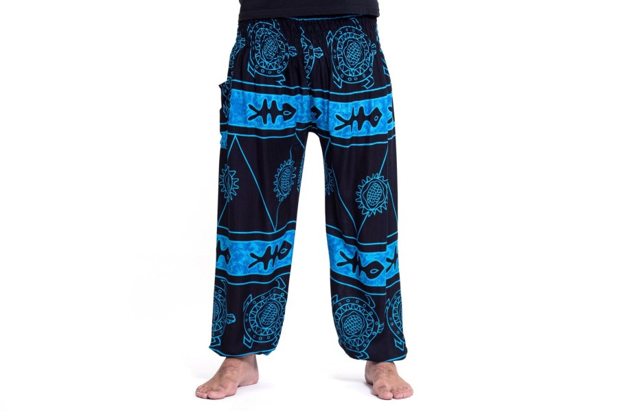 Men HaremPants | Turtle Print Men'S Harem Pants In Blue