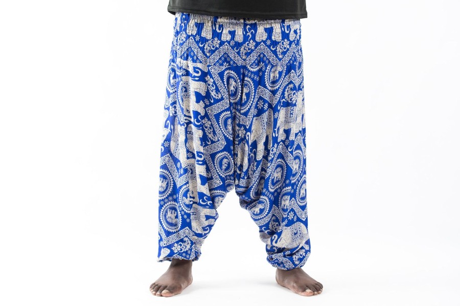 Plus Size HaremPants | Plus Size Imperial Elephant Drop Crotch Men'S Elephant Pants In Blue