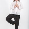 Men HaremPants | Mens Yoga Shirts Chinese Collared In White