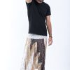 Men HaremPants | Peacock Feathers Drop Crotch Men'S Harem Pants In White