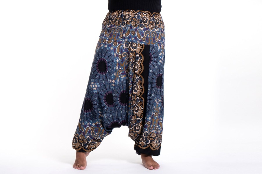 Women HaremPants | Plus Size Paisley Mandalas 2-In-1 Jumpsuit Harem Pants In Gray