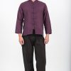 Men HaremPants | Mens Yoga Shirts Chinese Collared In Purple