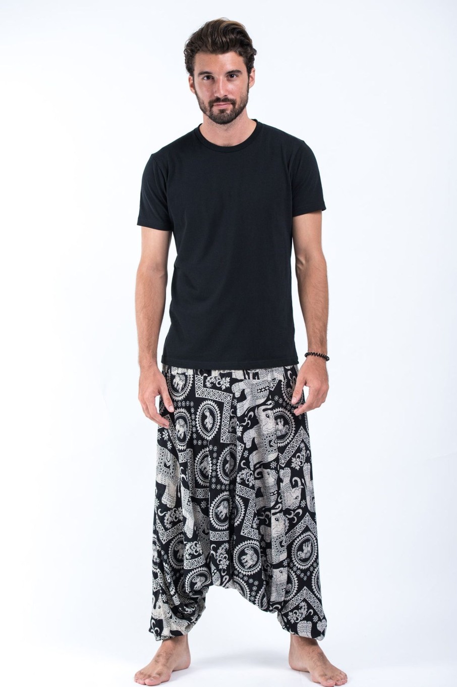 Men HaremPants | Imperial Elephant Drop Crotch Men'S Elephant Pants In Black