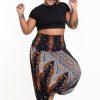 Women HaremPants | Plus Size Peacock Feathers 2-In-1 Jumpsuit Harem Pants In Black