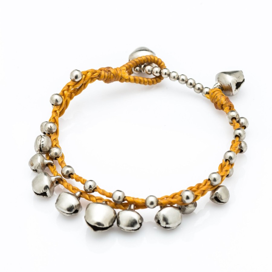 Accessories HaremPants | Silver Color Bell Waxed Cotton Bracelets In Gold