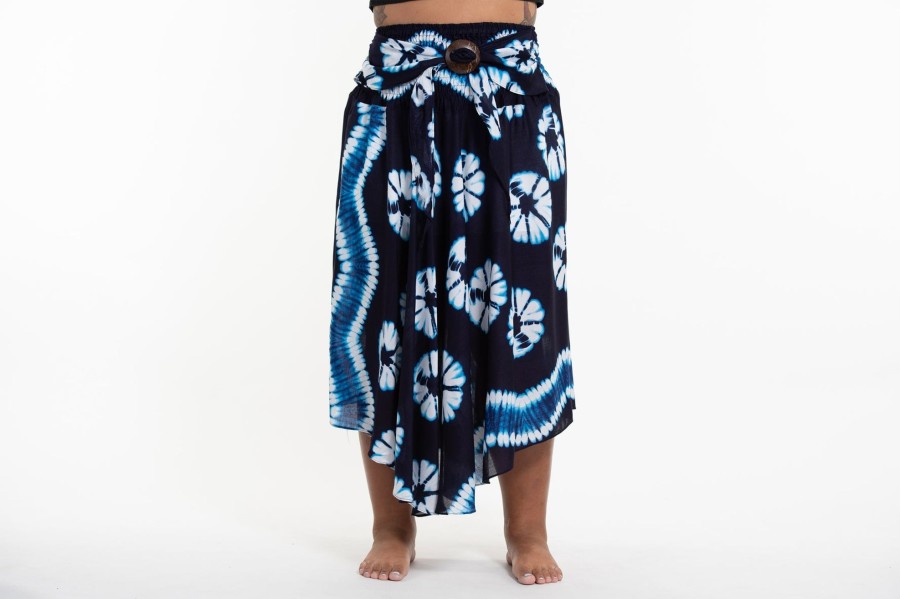 Women HaremPants | Plus Size Tie Dye Handkerchief Midi Skirt In Indigo