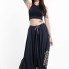 Women HaremPants | Mandala Print Drawstring Low Cut Harem Pants Cotton Spandex In Gray