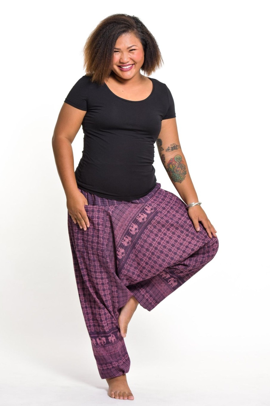 Plus Size HaremPants | Plus Size Hill Tribe Elephant Women'S Elephant Pants In Purple