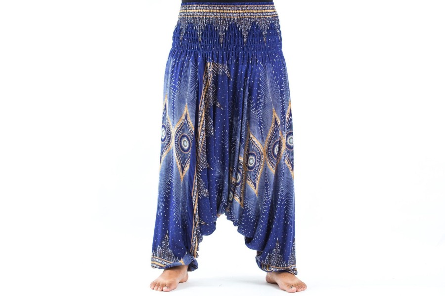 Women HaremPants | Plus Size Diamond Peacock 2-In-1 Jumpsuit Harem Pants In Blue