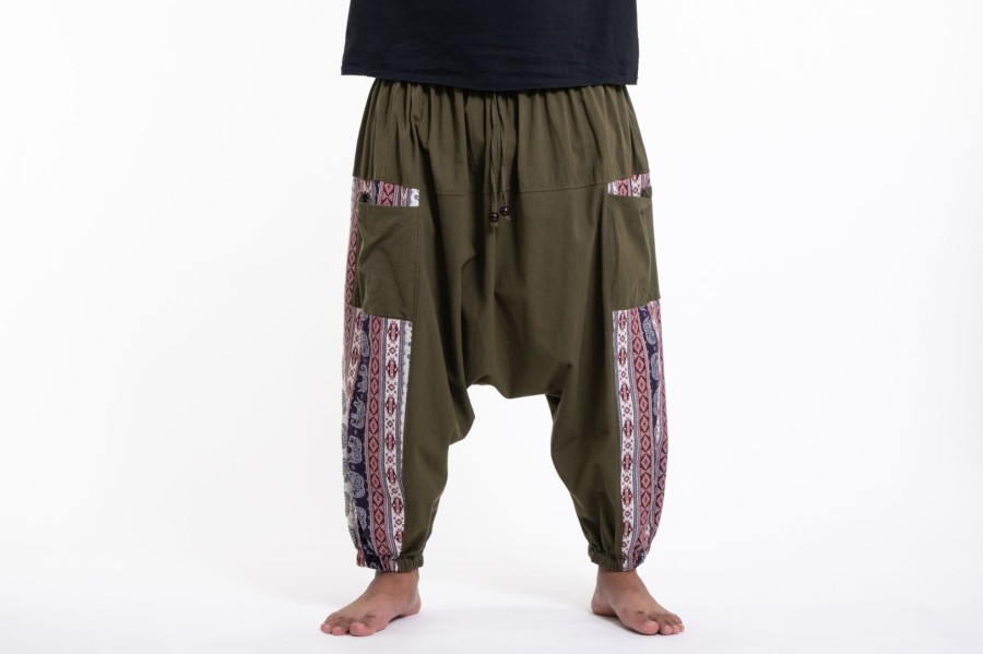 Men HaremPants | Plus Size Elephant Aztec Cotton Men'S Harem Pants In Green