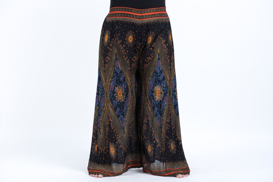 Women HaremPants | Plus Size Peacock Eyes Palazzo Style Harem Pants In Black