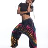 Women HaremPants | Tie Dye Cotton Women Harem Pants In Navy Rainbow