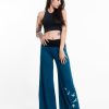 Women HaremPants | Birds Print Wide Leg Palazzo Harem Pants Cotton Spandex In Turquoise