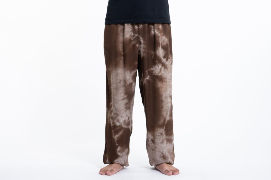 Men HaremPants | Tie Dye Drawstring Men'S Yoga Massage Pants In Brown