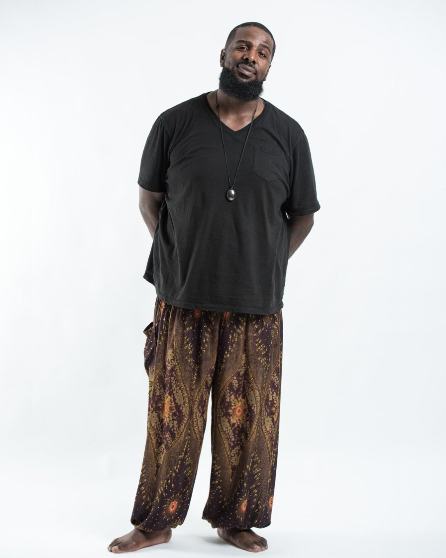 Men HaremPants | Plus Size Peacock Eye Men'S Harem Pants In Brown