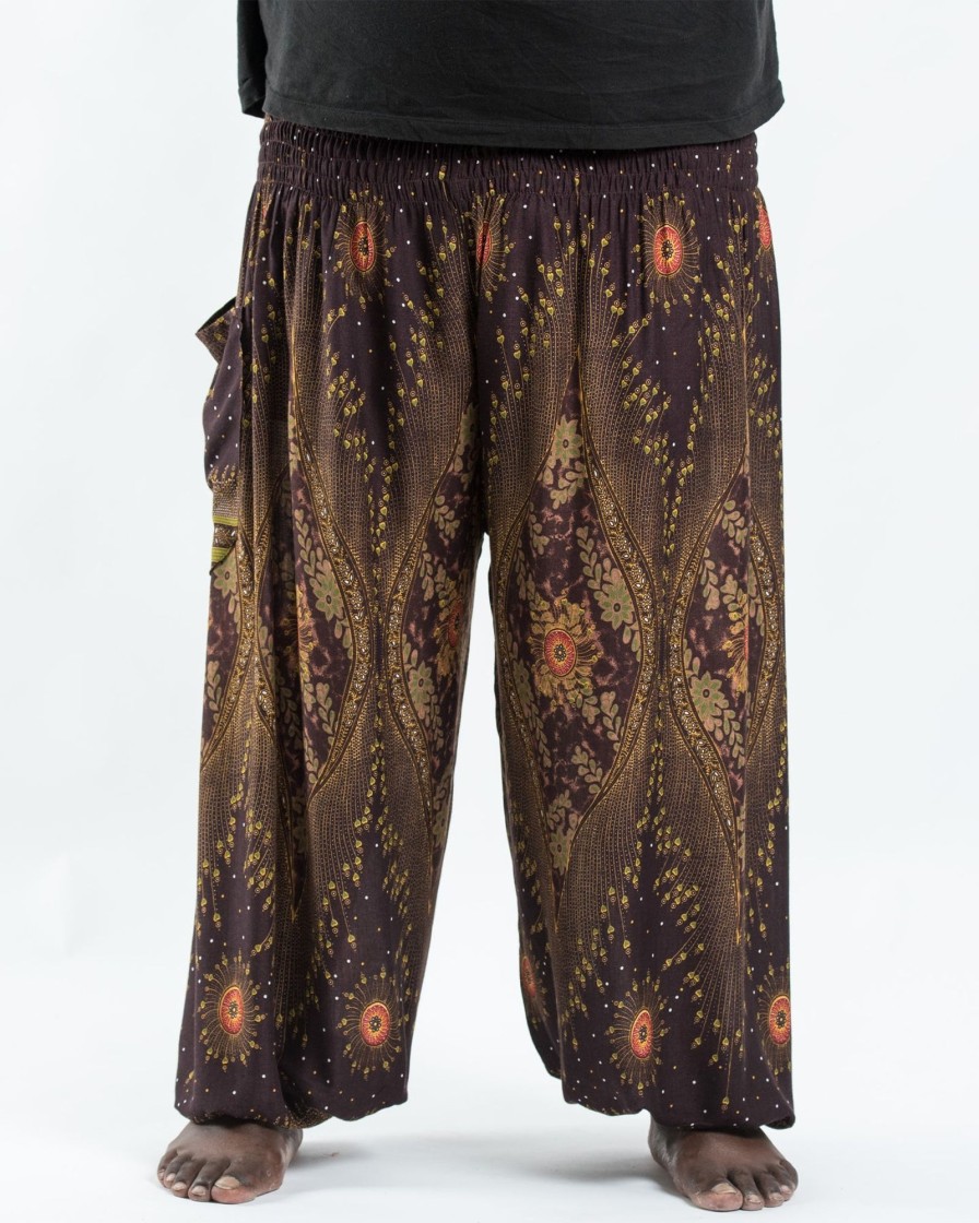 Men HaremPants | Plus Size Peacock Eye Men'S Harem Pants In Brown