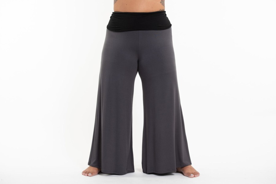 Women HaremPants | Plus Size Wide Leg Palazzo Harem Pants Cotton Spandex In Solid Gray