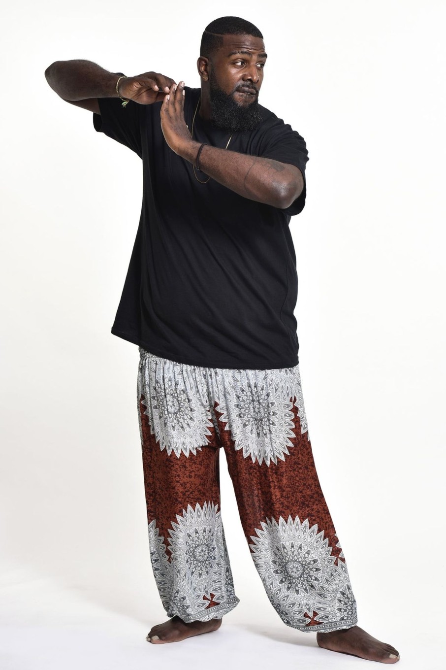 Plus Size HaremPants | Plus Size Marble Mandalas Men'S Harem Pants In Brown