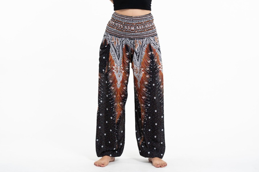 Women HaremPants | Peacock Feathers Women'S Harem Pants In Black